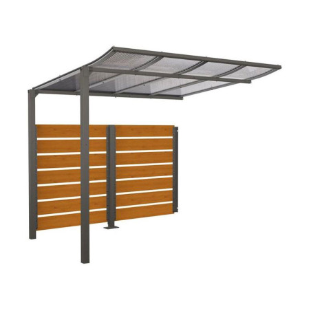 Abri vélos initial L. 2500 en bois chêne clair, gris, scellement direct
