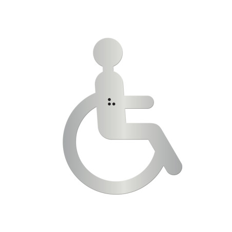 Silhouette Handicapé avec Braille Dimension H 80 mm Matière Alu anodisé Silhouette Handicapé avec Braille Dimension H 80 mm Matière Alu anodisé