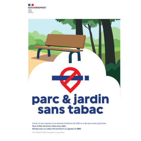 Panneau officiel parc et jardin sans tabac