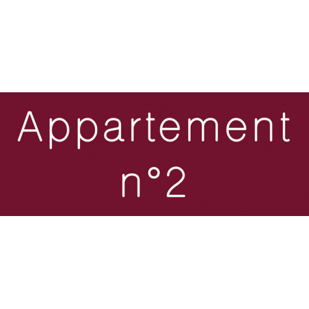 Signalétique gravée Appartement n°2 - Gamme Couleu Signalétique gravée Appartement n°2 - Gamme Couleu