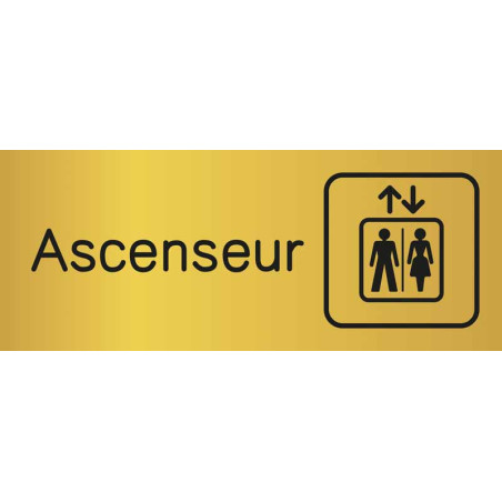 Etiquette gravée avec texte et picto Ascenseur - H 80 x L 200 mm - Gamme Métal