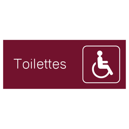 Plaquette gravée avec texte et picto Toilettes PMR - H 80 x L 200 mm - Gamme Couleur Plaquette gravée avec texte et picto Toilettes PMR - H 80 x L 200 mm - Gamme Couleur
