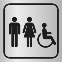 Picto gravé Toilettes hommes/femmes handicapés  - 100 x 100 mm - Gamme Métal