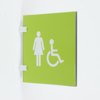 Plaque en drapeau Toilettes Femmes Handicapés - Gamme Pop Art - H170 x L170 mm
