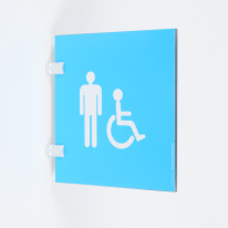 Plaque en drapeau Toilettes Hommes Handicapés - Gamme Pop Art - H170 x L170 mm