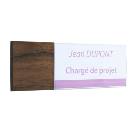 Plaque de porte Wood noyer - format étiquette