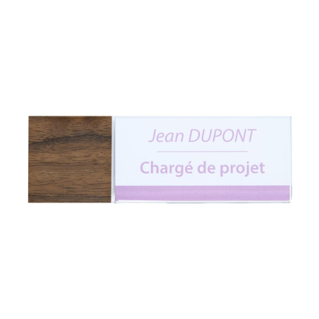 Plaque de porte Wood noyer - format étiquette