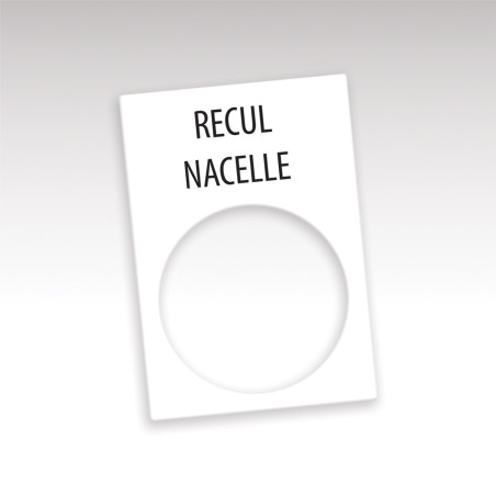 Etiquette bouton poussoir gravée Recul nacelle Etiquette bouton poussoir gravée Recul nacelle