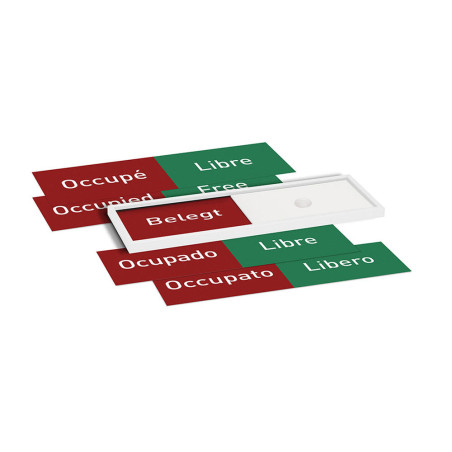 Plaque Occupé/libre en 5 langues - H 51 x L 151 mm - Gamme Slide Blanc