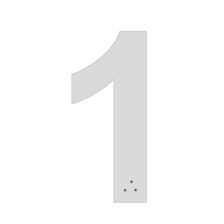 Chiffre découpé avec Braille - Alu anodisé - H 100 mm