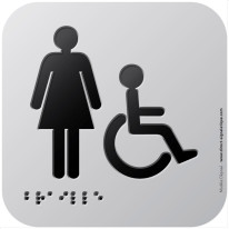 Pictogramme Alu avec relief Toilettes Femmes PMR - 120 x 120 mm - Gamme Icone Alu