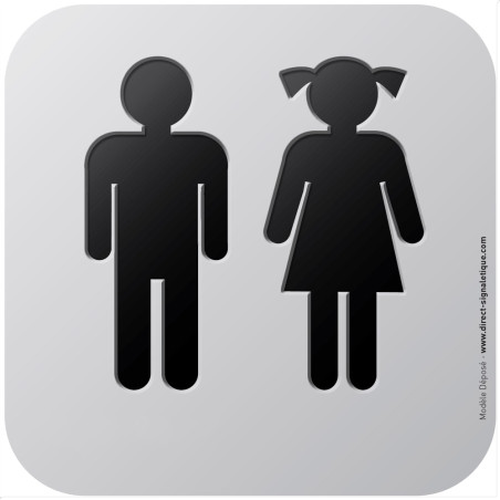 Pictogramme Alu avec relief Toilettes Enfants - 120 x 120 mm - Gamme Icone Alu
