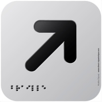 Pictogramme Alu avec relief Flèche en haut à droite - 120 x 120 mm - Gamme Icone Alu