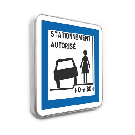 Panneau Stationnement  Autorisé sur Trottoir - CE50N - Gamme standard - Classe 1