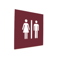 Plaque de porte picto relief - Toilettes hommes/femmes - 120 x 120 mm
