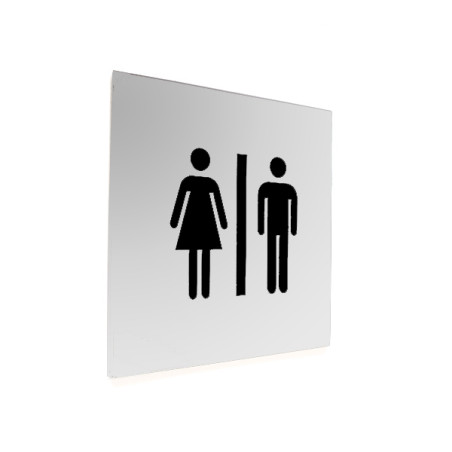 Plaque de porte picto relief - Toilettes hommes/femmes - 120 x 120 mm