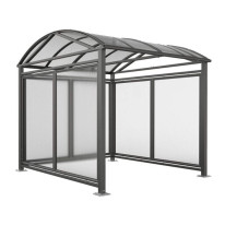 Abris vélo extérieur voûté - Grand format - Module initial (avec bardages de fond et latéraux) - Gris