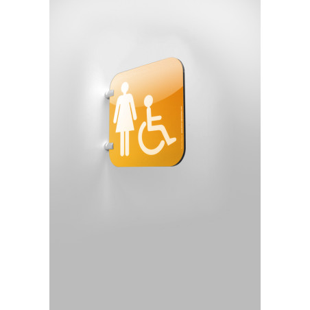 Plaque en drapeau Toilettes Femmes PMR - Gamme Dra
