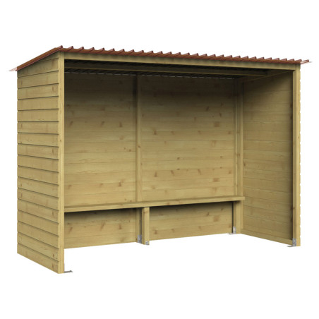 Abri bus en bois avec fenêtres