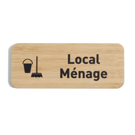 Plaque de porte Local ménage 60x150 mm - gamme Bamboo rectangle