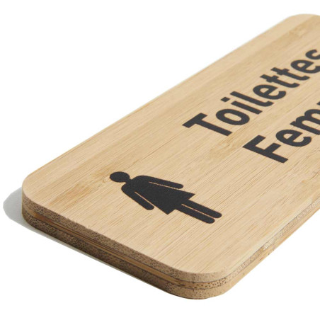 Plaque de porte Toilettes Femmes 60x150 mm - gamme Bamboo rectangle