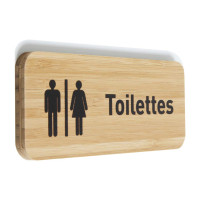Plaque de porte Toilettes hommes/femmes 60x150 mm - gamme Bamboo rectangle