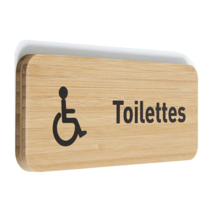 Plaque de porte Toilettes PMR 60x150 mm - gamme Bamboo rectangle