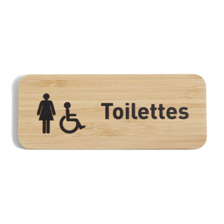 Plaque de porte Toilettes femme/PMR 60x150 mm - gamme Bamboo rectangle