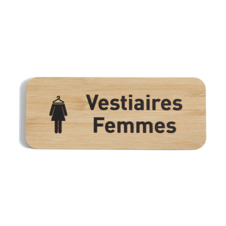 Plaque de porte Vestiaires Femmes 60x150 mm - gamme Bamboo rectangle