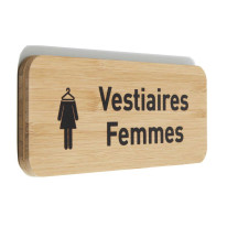 Plaque de porte Vestiaires Femmes 60x150 mm - gamme Bamboo rectangle