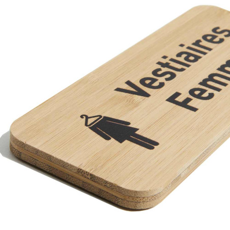Plaque de porte Vestiaires Femmes 60x150 mm - gamme Bamboo rectangle