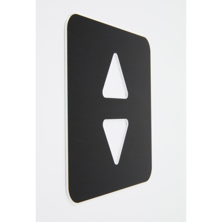 Pictogramme ascenseur découpé en aluminium brossé noir - 100 x 100 mm