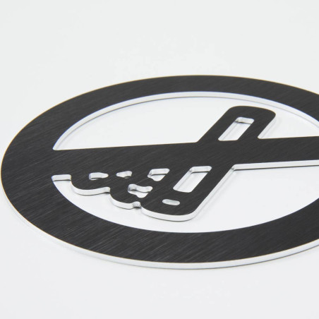 Pictogramme Interdiction de fumer découpé en aluminium brossé noir - Ø 100 mm