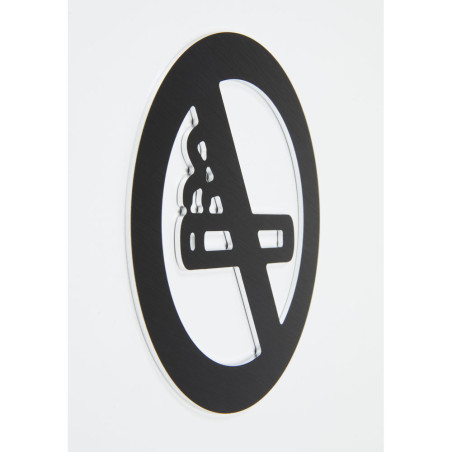 Pictogramme Interdiction de fumer découpé en aluminium brossé noir - Ø 100 mm