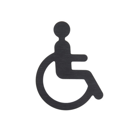 Pictogramme PMR découpé en aluminium brossé noir - H 80 mm