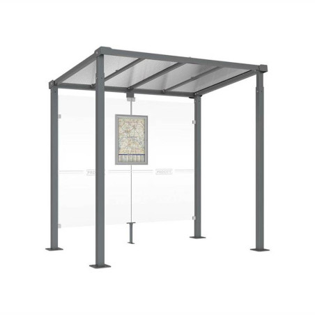 Abri bus moderne - sans bardage latéral - L 2520 mm - gris