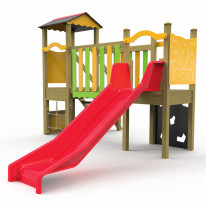 Structure de jeux avec toboggan et escalade