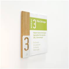 Plaque de porte en bois et aluminium personnalisable