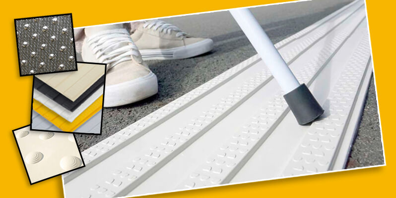 Bandes d'aide à l'orientation et dalles podotactiles